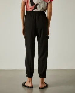 Calças cargo com cintura elástica e cordão