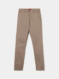 Calças chino regular fit com pregas