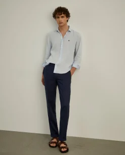 Calças chino regular fit em linho