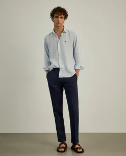 Calças chino regular fit em linho