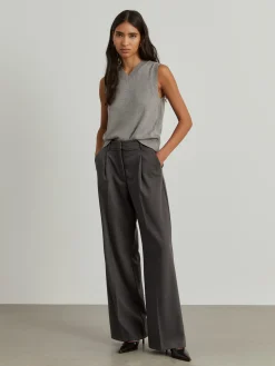 Calças clássicas largas com pregas