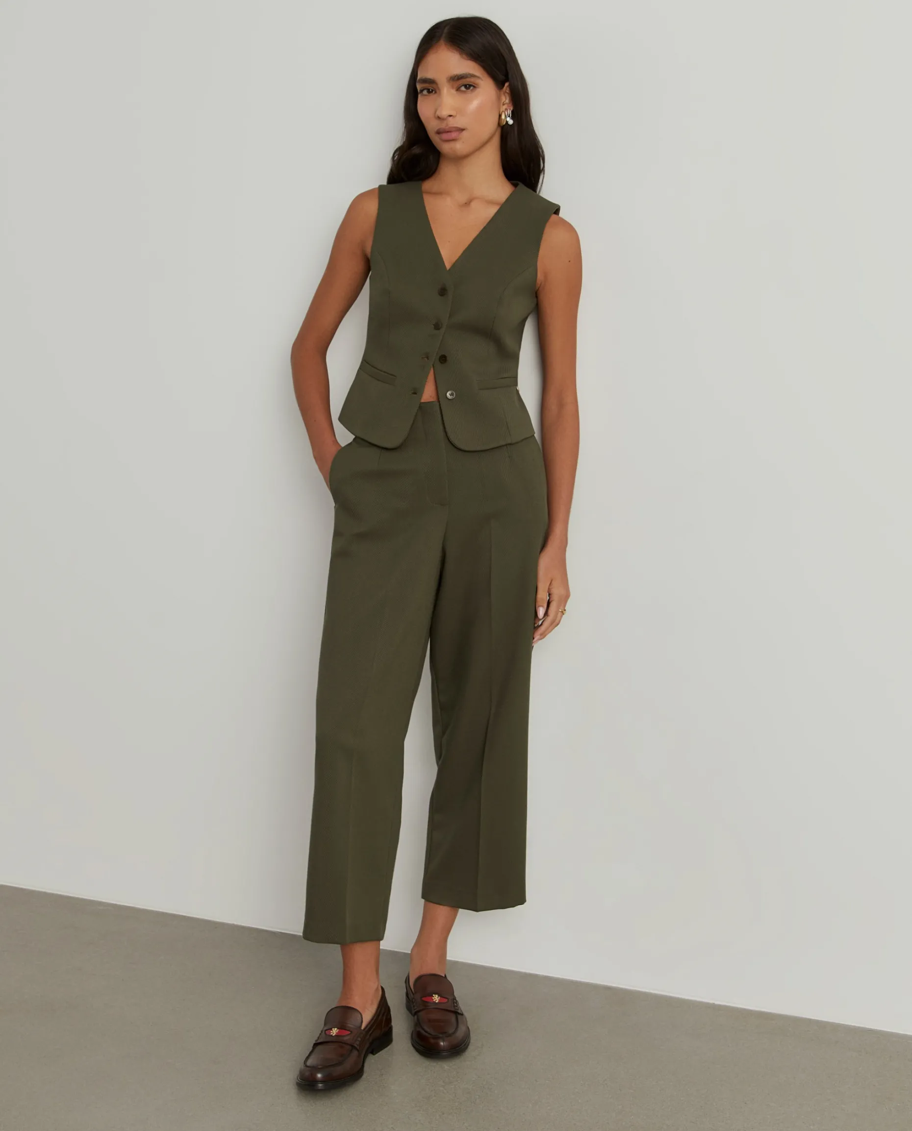 Calças cropped texturizadas