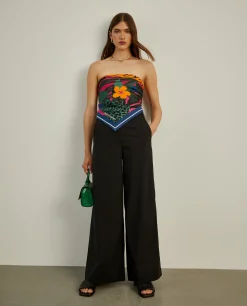 Calças culotte com cintura ajustável