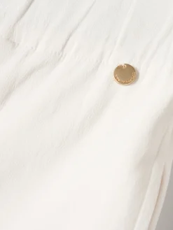 Calças de corte direito com cintura elástica