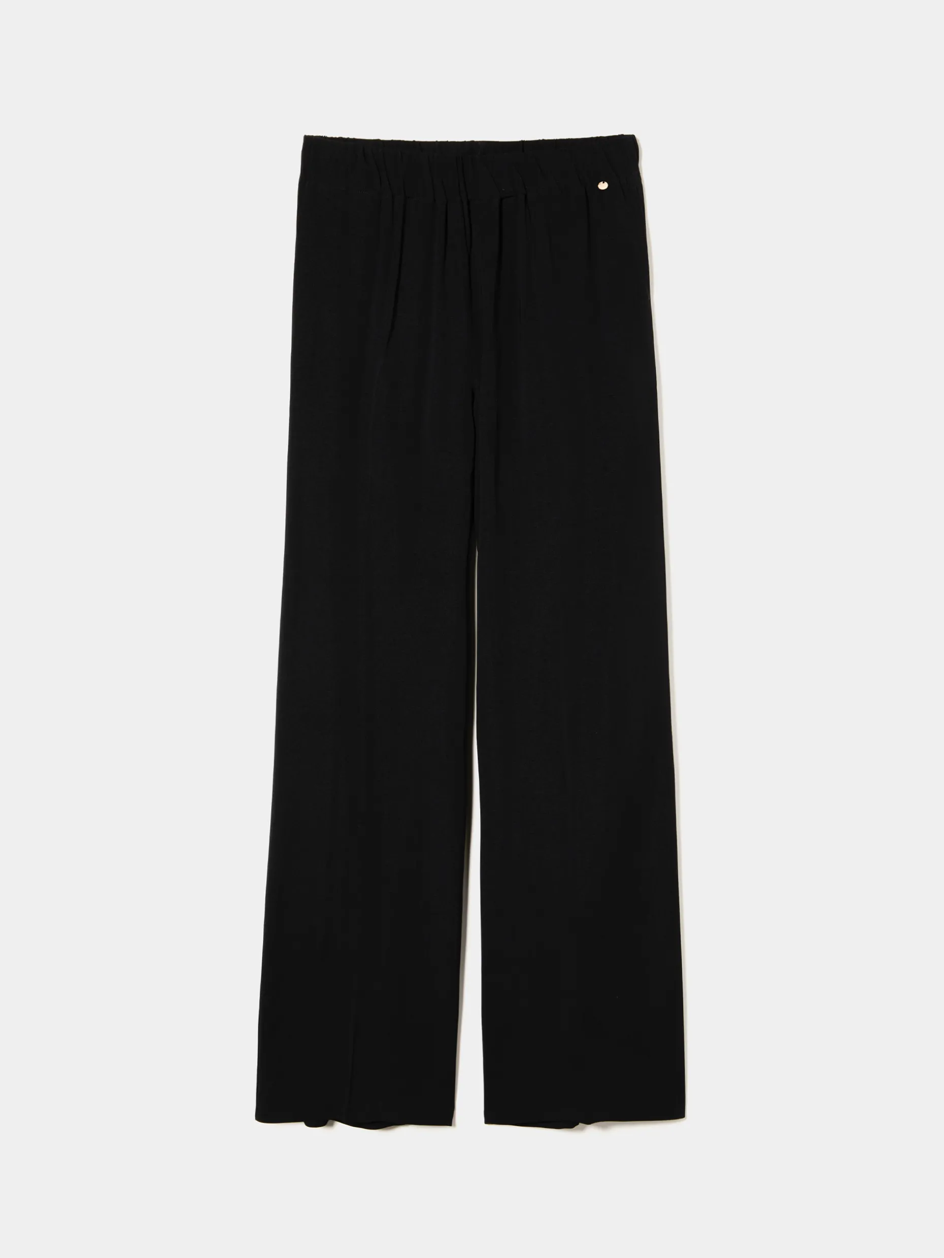 Calças de corte direito com cintura elástica