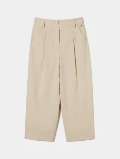 Calças de fit largo com pregas