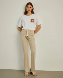 Calças de ganga com cintura subida