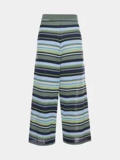 Calças de malha curtas às riscas