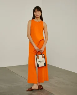 Calças de malha de perna larga