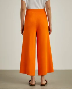 Calças de malha de perna larga