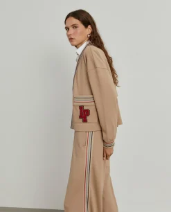 Calças de malha wide leg com riscas