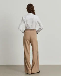 Calças de malha wide leg com riscas