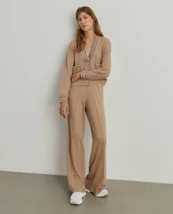 Calças de malha wide leg com riscas