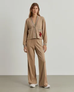 Calças de malha wide leg com riscas