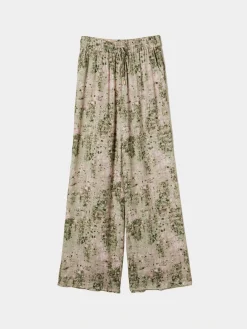 Calças de perna larga com padrão abstrato