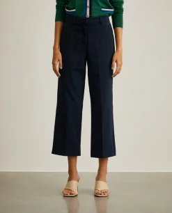 Calças de perna larga curtas de algodão