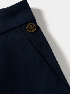 Calças de perna larga curtas de algodão