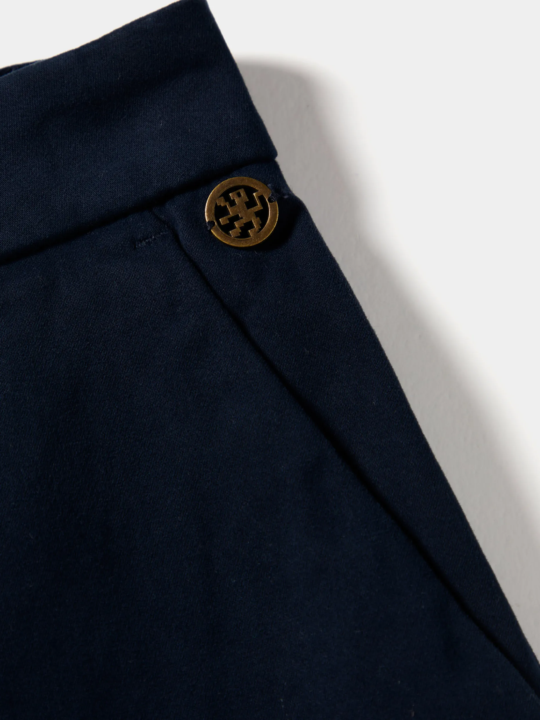 Calças de perna larga curtas de algodão