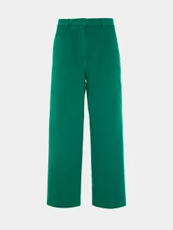 Calças de perna larga curtas em algodão