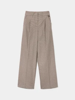 Calças de pregas pied de poule