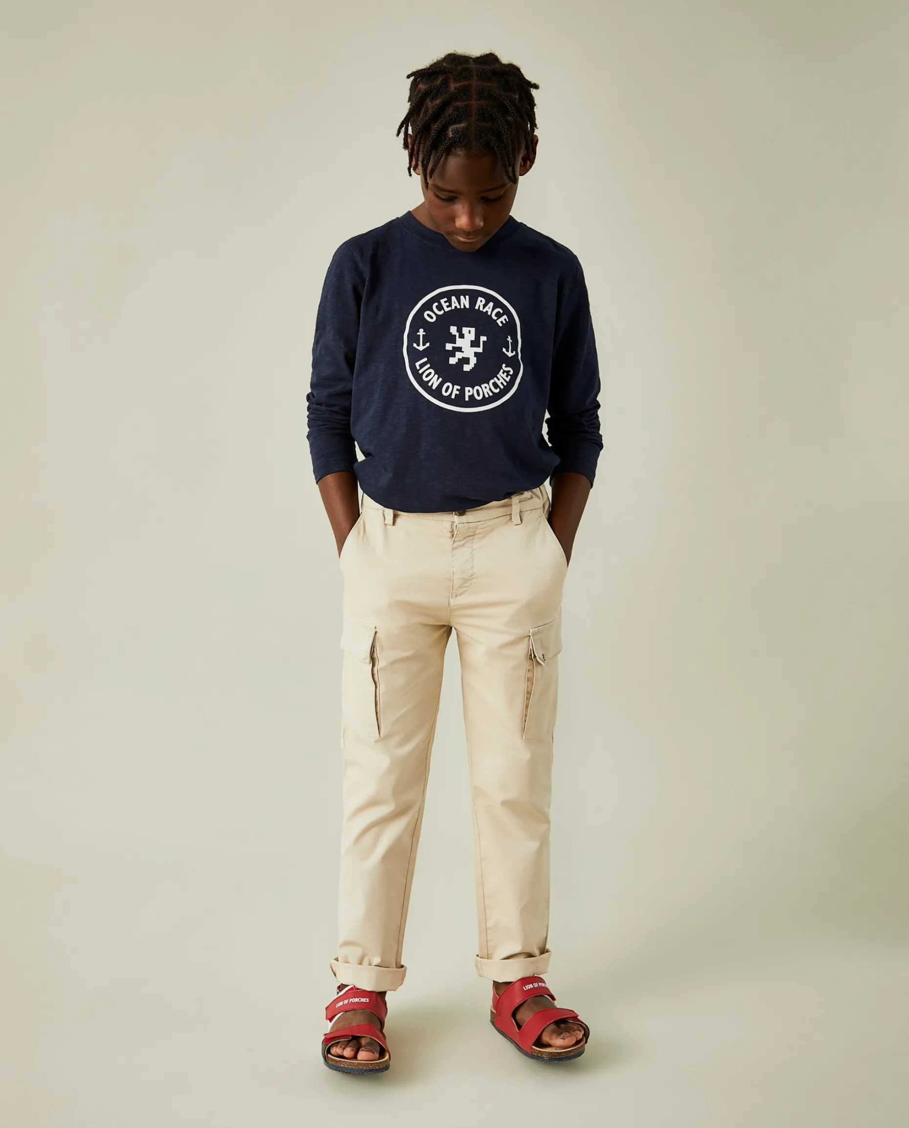 Calças de sarja com bolsos