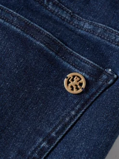 Calças denim com franjas