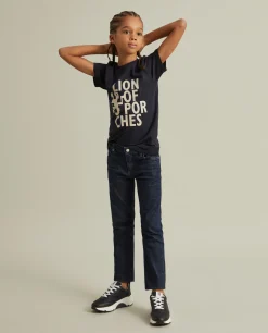 Calças denim lavagem escura