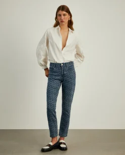 Calças denim regular fit com monograma