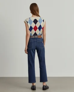 Calças denim regular fit com cinto