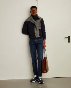 Calças denim regular fit lavagem escura