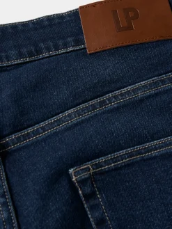 Calças denim regular fit lavagem escura