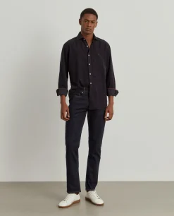 Calças denim regular fit lavagem escura