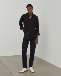 Calças denim regular fit lavagem escura