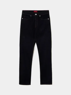 Calças denim regular fit lavagem escura