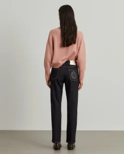 Calças denim regular fit lavagem escura