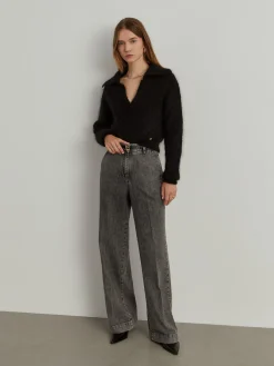 Calças denim wide leg
