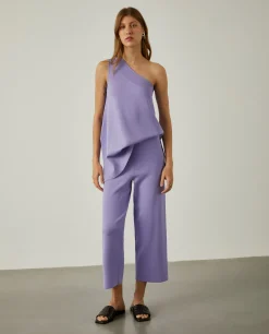 Calças largas de malha