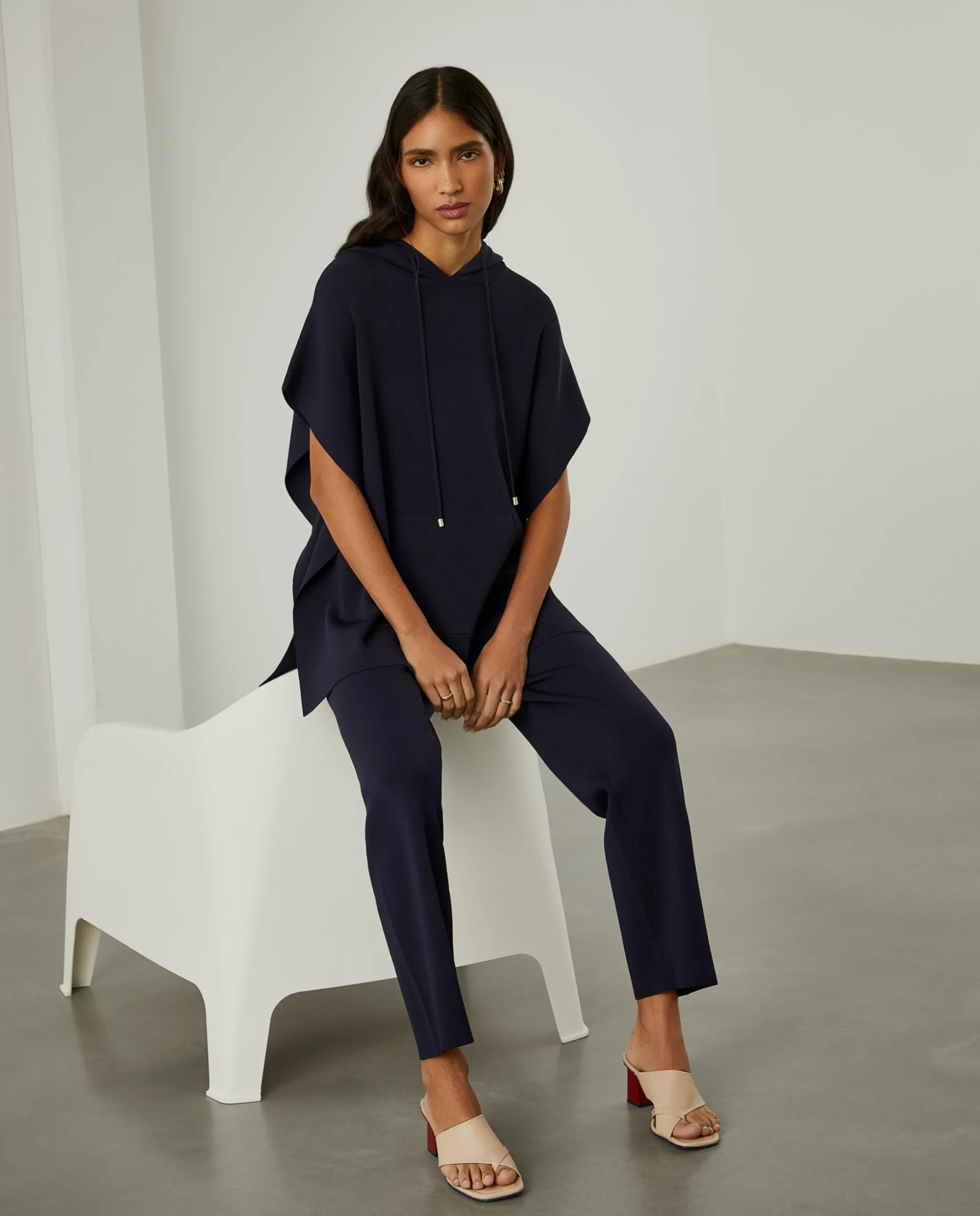 Calças largas de malha