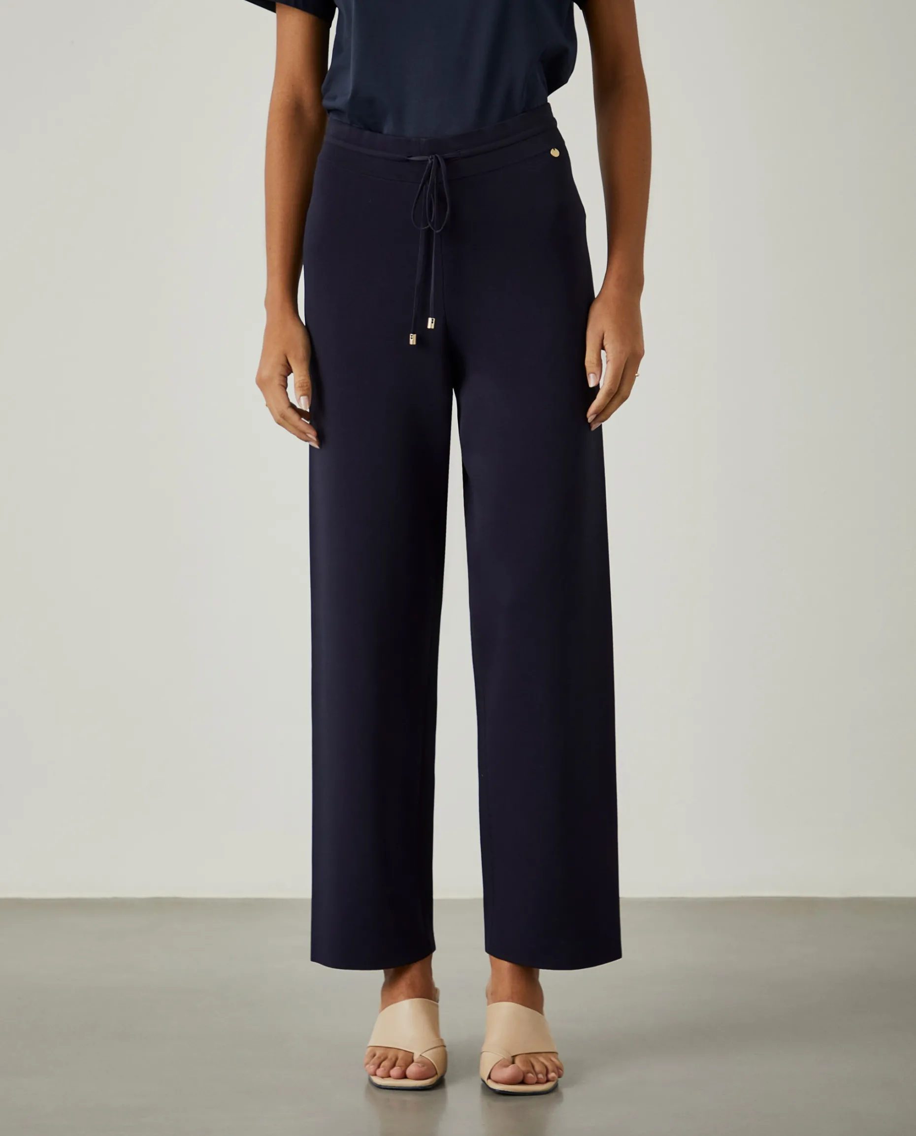 Calças largas de malha