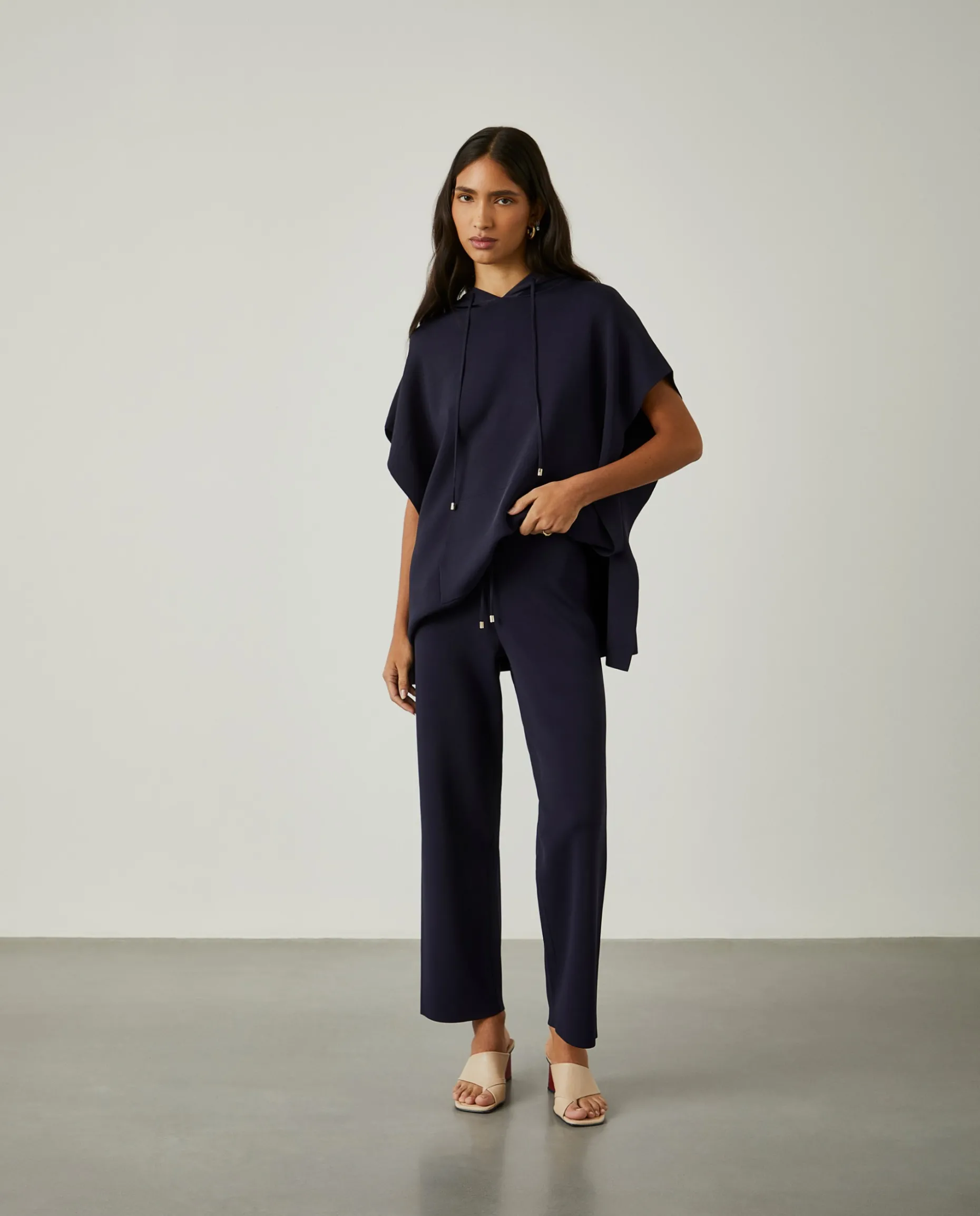 Calças largas de malha