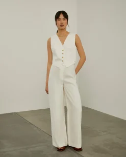 Calças pantalona 100% linho