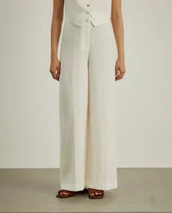 Calças pantalona 100% linho