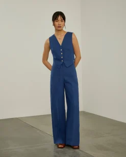 Calças pantalona 100% linho