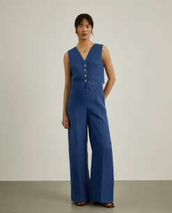 Calças pantalona 100% linho