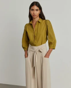 Calças pantalona com cinto