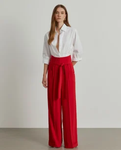 Calças pantalona com cinto