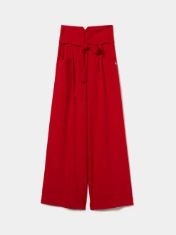 Calças pantalona com cinto