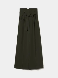 Calças pantalona com cinto