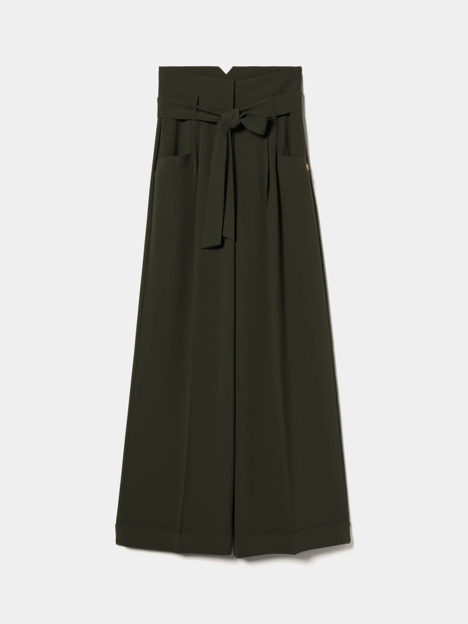 Calças pantalona com cinto