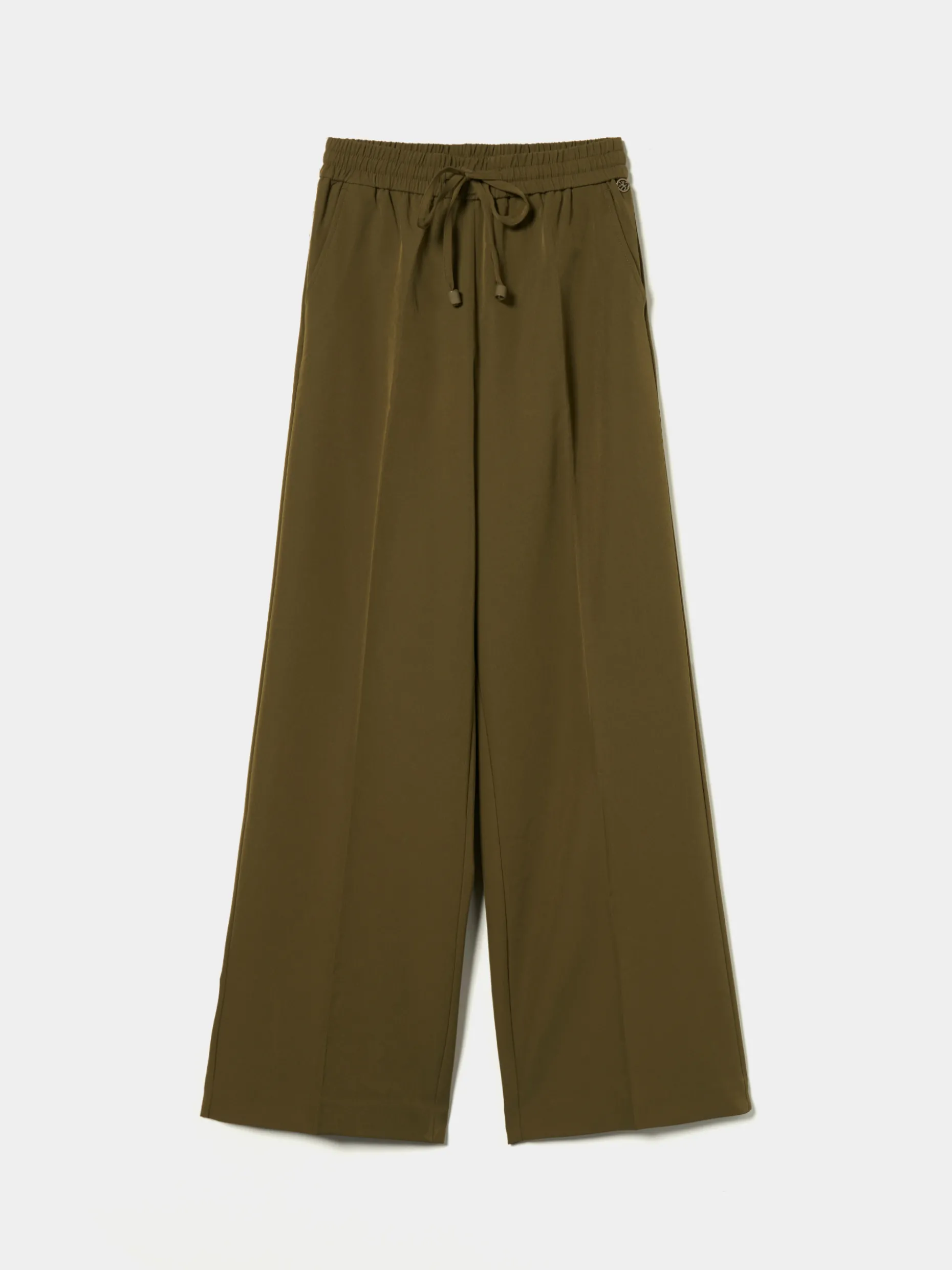 Calças pantalona com elástico na cintura